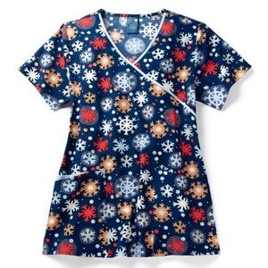 Zoe + Chloe Christmas scrub top “Frosty Drop” Women’s 2X 2XL Glitter Sparkle